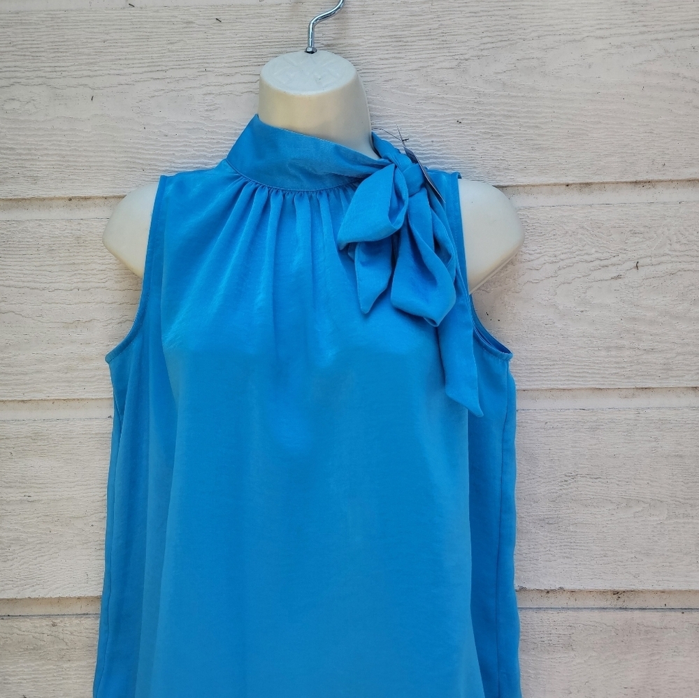 Worthington women blouse size S Color blithe blue - Picture 4 of 8
